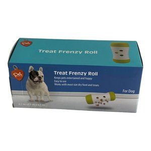 Treat Frenzy Roll Interactive For Dogs Toy Green & White Treat Dispenser NEW
